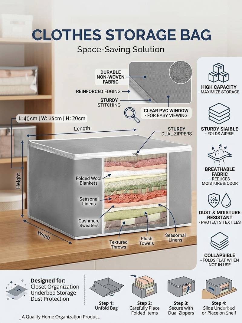 Clothes storage lehenga, suit, dress saree blouse cover garments bag wardrobe organiser pouches grey