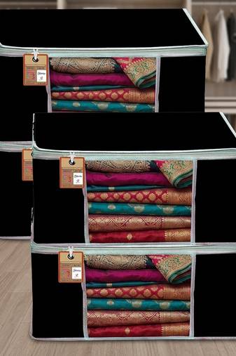 Clothes storage lehenga, suit, dress saree blouse cover garments bag wardrobe organiser pouches black