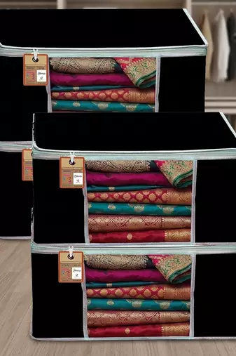 Clothes storage lehenga, suit, dress saree blouse cover garments bag wardrobe organiser pouches black