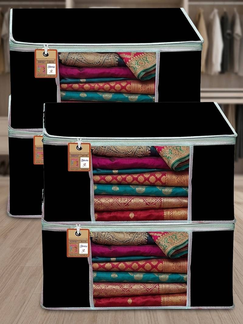 Clothes storage lehenga, suit, dress saree blouse cover garments bag wardrobe organiser pouches black