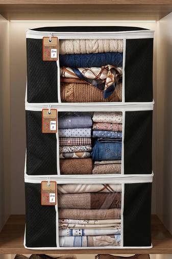 Clothes storage lehenga, suit, dress saree blouse cover garments bag wardrobe organiser pouches black