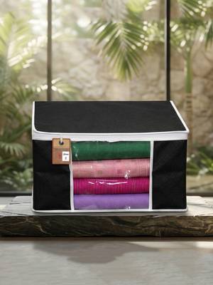 Clothes storage lehenga, suit, dress saree blouse cover garments bag wardrobe organiser pouches black 3
