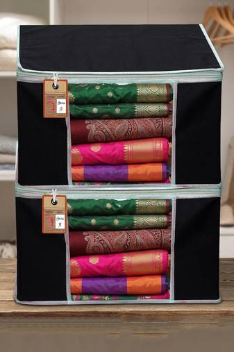 Clothes storage lehenga, suit, dress saree blouse cover garments bag wardrobe organiser pouches black