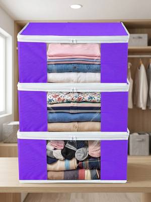 Clothes storage lehenga, suit, dress saree blouse cover garments bag wardrobe organiser pouches purple 1
