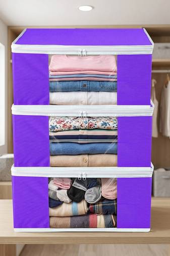 Clothes storage lehenga, suit, dress saree blouse cover garments bag wardrobe organiser pouches purple