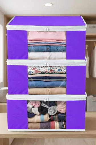 Clothes storage lehenga, suit, dress saree blouse cover garments bag wardrobe organiser pouches purple