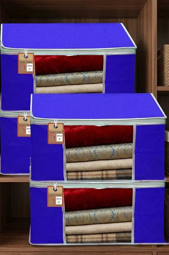 Clothes storage lehenga, suit, dress saree blouse cover garments bag wardrobe organiser pouches blue