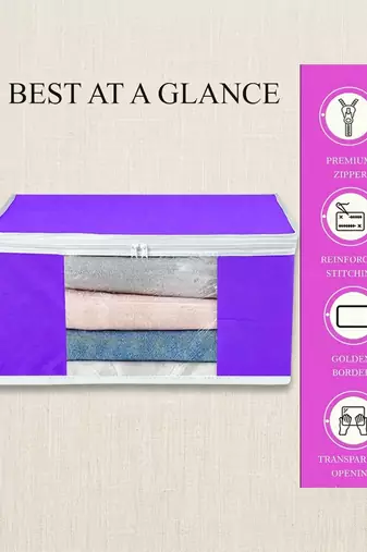 Clothes storage lehenga, suit, dress saree blouse cover garments bag wardrobe organiser pouches purple