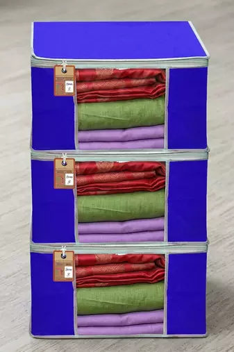 Clothes storage lehenga, suit, dress saree blouse cover garments bag wardrobe organiser pouches blue