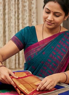Clothes storage lehenga, suit, dress saree blouse cover garments bag wardrobe organiser pouches blue 4