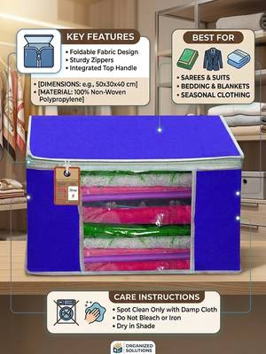 Clothes storage lehenga, suit, dress saree blouse cover garments bag wardrobe organiser pouches blue 5