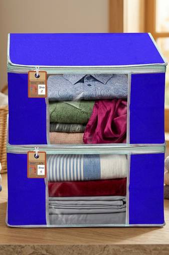 Clothes storage lehenga, suit, dress saree blouse cover garments bag wardrobe organiser pouches blue
