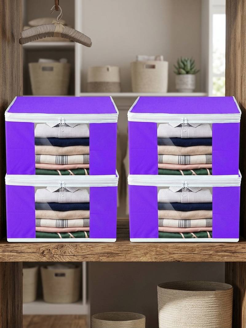 Clothes storage lehenga, suit, dress saree blouse cover garments bag wardrobe organiser pouches purple