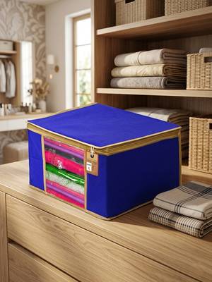 Clothes storage lehenga, suit, dress saree blouse cover garments bag wardrobe organiser pouches blue 3
