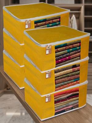 Clothes storage lehenga, suit, dress saree blouse cover garments bag wardrobe organiser pouches yellow 1