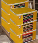 Clothes storage lehenga, suit, dress saree blouse cover garments bag wardrobe organiser pouches yellow