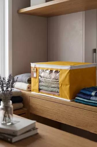 Clothes storage lehenga, suit, dress saree blouse cover garments bag wardrobe organiser pouches yellow