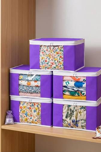 Clothes storage lehenga, suit, dress saree blouse cover garments bag wardrobe organiser pouches purple