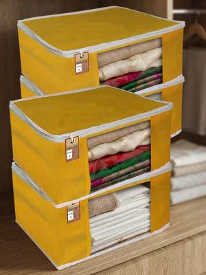 Clothes storage lehenga, suit, dress saree blouse cover garments bag wardrobe organiser pouches yellow 1