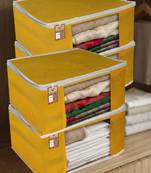 Clothes storage lehenga, suit, dress saree blouse cover garments bag wardrobe organiser pouches yellow