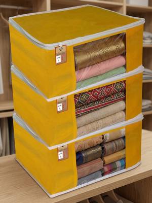 Clothes storage lehenga, suit, dress saree blouse cover garments bag wardrobe organiser pouches yellow 1