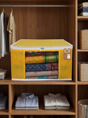 Clothes storage lehenga, suit, dress saree blouse cover garments bag wardrobe organiser pouches yellow 4