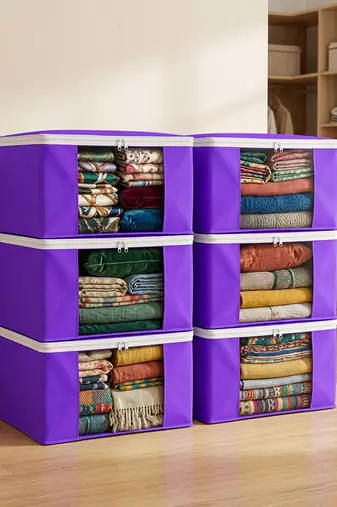 Clothes storage lehenga, suit, dress saree blouse cover garments bag wardrobe organiser pouches purple