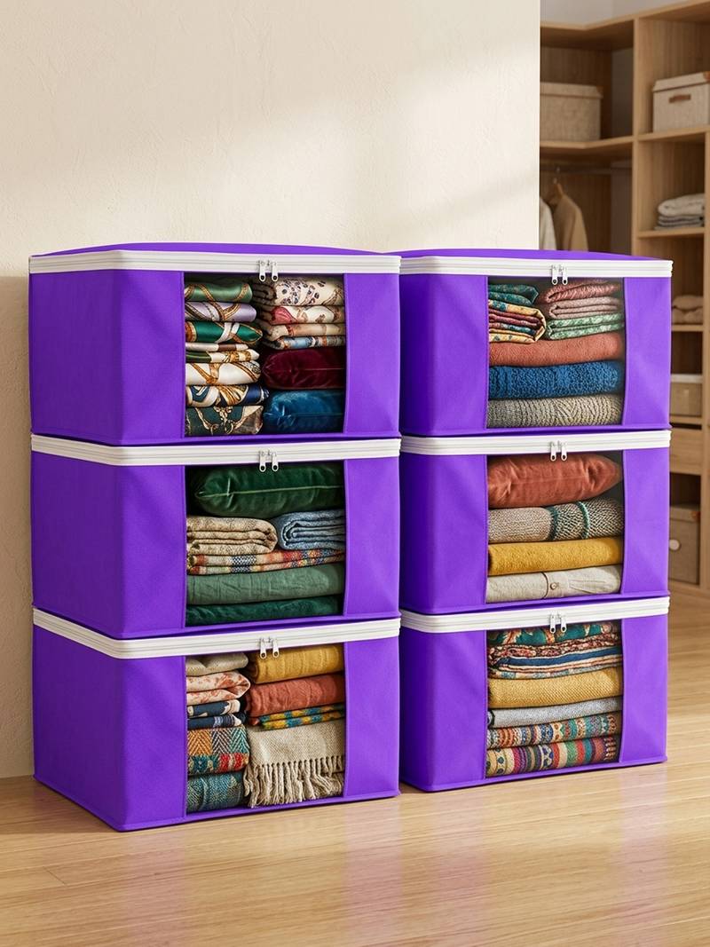 Clothes storage lehenga, suit, dress saree blouse cover garments bag wardrobe organiser pouches purple