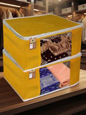 Clothes storage lehenga, suit, dress saree blouse cover garments bag wardrobe organiser pouches yellow 1