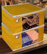 Clothes storage lehenga, suit, dress saree blouse cover garments bag wardrobe organiser pouches yellow