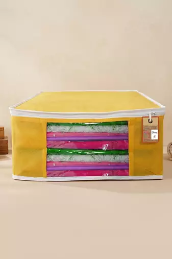 Clothes storage lehenga, suit, dress saree blouse cover garments bag wardrobe organiser pouches yellow