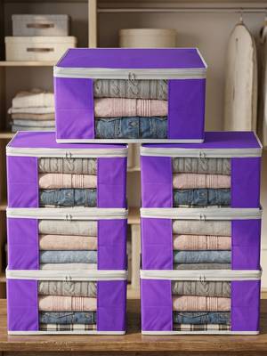 Clothes storage lehenga, suit, dress saree blouse cover garments bag wardrobe organiser pouches purple 1