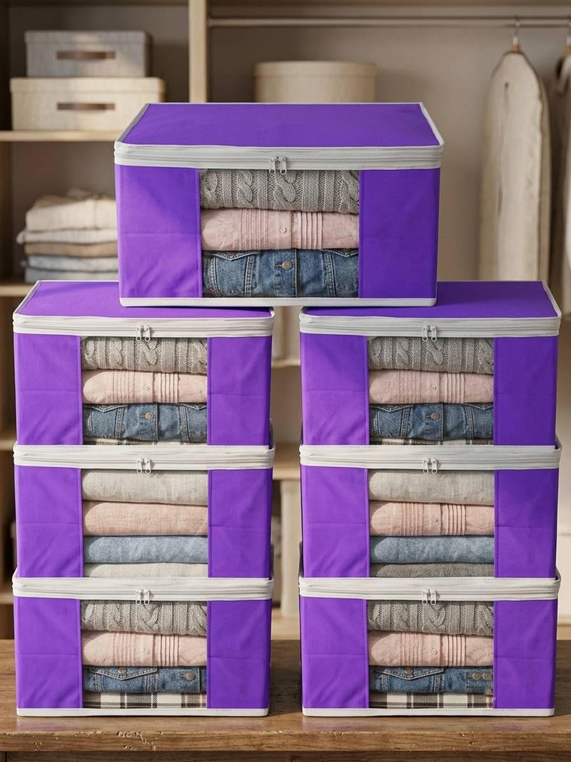 Clothes storage lehenga, suit, dress saree blouse cover garments bag wardrobe organiser pouches purple