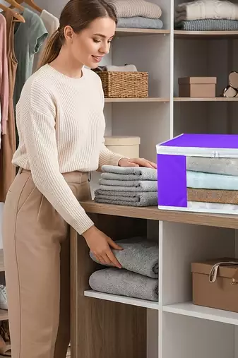 Clothes storage lehenga, suit, dress saree blouse cover garments bag wardrobe organiser pouches purple