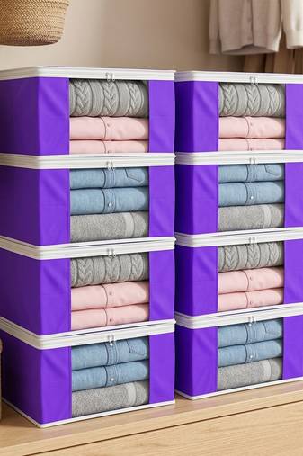 Clothes storage lehenga, suit, dress saree blouse cover garments bag wardrobe organiser pouches purple