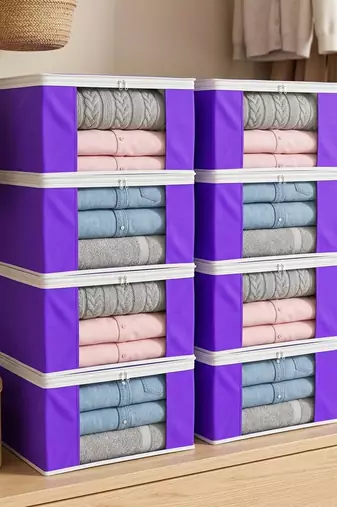 Clothes storage lehenga, suit, dress saree blouse cover garments bag wardrobe organiser pouches purple