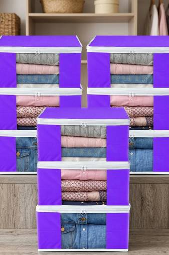 Clothes storage lehenga, suit, dress saree blouse cover garments bag wardrobe organiser pouches purple