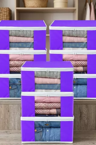 Clothes storage lehenga, suit, dress saree blouse cover garments bag wardrobe organiser pouches purple