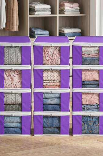 Clothes storage lehenga, suit, dress saree blouse cover garments bag wardrobe organiser pouches purple