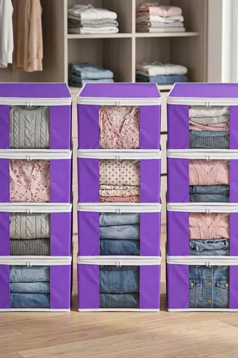 Clothes storage lehenga, suit, dress saree blouse cover garments bag wardrobe organiser pouches purple