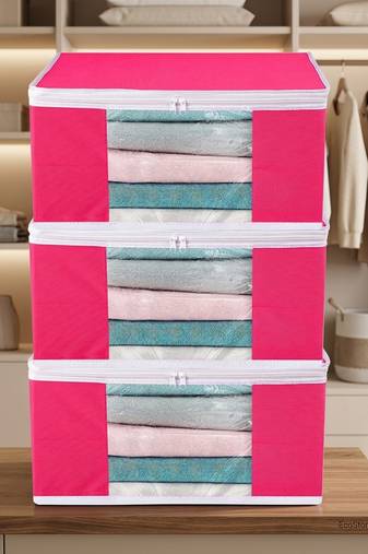 Clothes storage lehenga, suit, dress saree blouse cover garments bag wardrobe organiser pouches pink