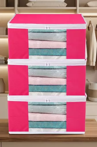 Clothes storage lehenga, suit, dress saree blouse cover garments bag wardrobe organiser pouches pink