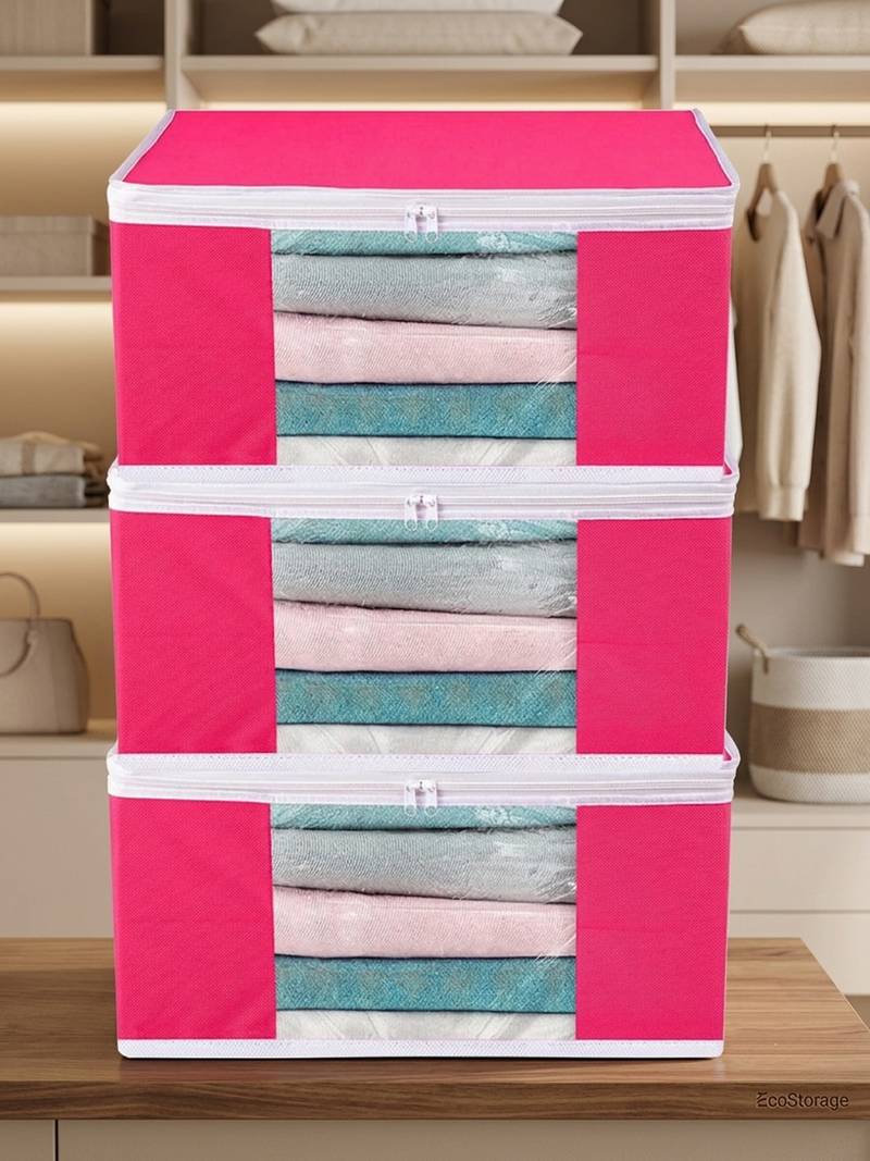 Clothes storage lehenga, suit, dress saree blouse cover garments bag wardrobe organiser pouches pink