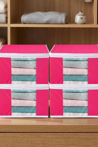 Clothes storage lehenga, suit, dress saree blouse cover garments bag wardrobe organiser pouches pink