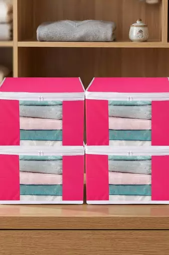 Clothes storage lehenga, suit, dress saree blouse cover garments bag wardrobe organiser pouches pink