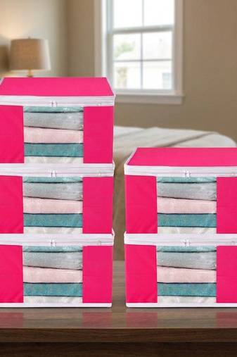 Clothes storage lehenga, suit, dress saree blouse cover garments bag wardrobe organiser pouches pink