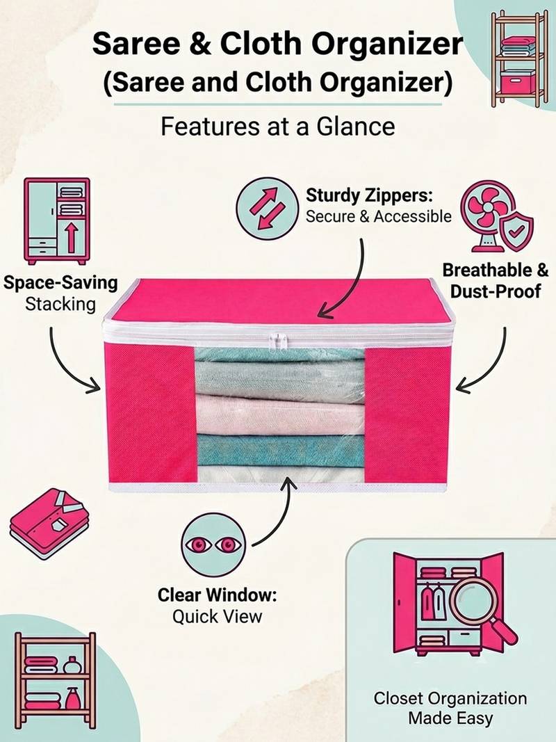 Clothes storage lehenga, suit, dress saree blouse cover garments bag wardrobe organiser pouches pink