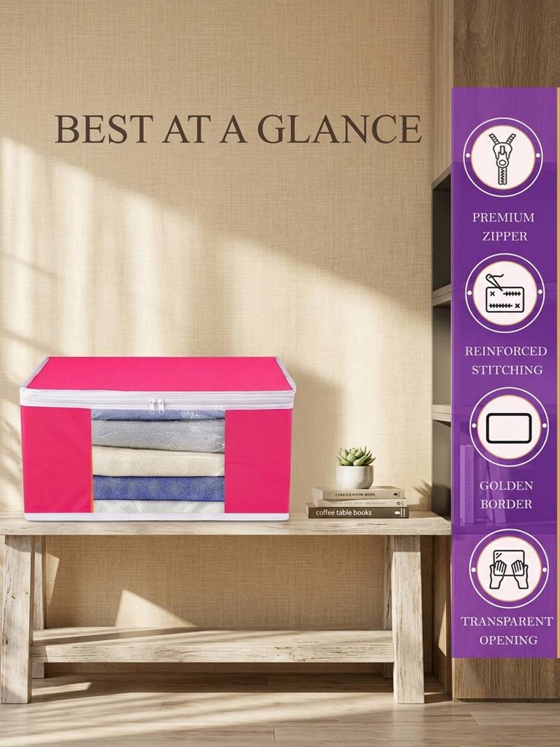Clothes storage lehenga, suit, dress saree blouse cover garments bag wardrobe organiser pouches pink