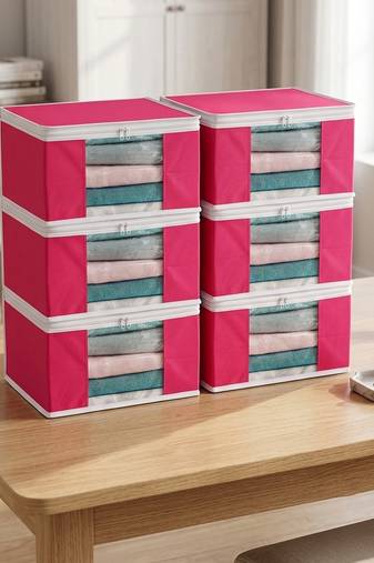 Clothes storage lehenga, suit, dress saree blouse cover garments bag wardrobe organiser pouches pink
