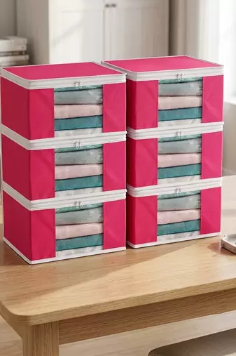 Clothes storage lehenga, suit, dress saree blouse cover garments bag wardrobe organiser pouches pink